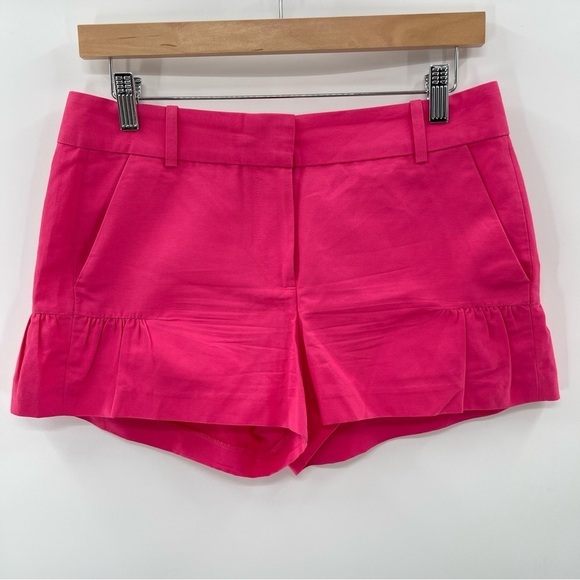 J. Crew Flare Pink Silk Blend Lightweight Ruffle Shorts Size 2 - Picture 2 of 9